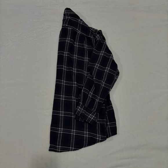 Women's Black Plaid Button Down Shirt - Picture 3 of 3